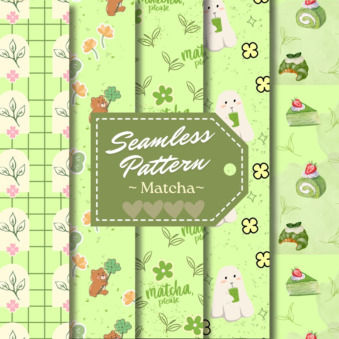 Matcha Design Pattern Matcha Seamless Pattern Set | Green PNG (digital Download - Etsy Canada