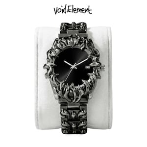 【custom watch】spike digital watch opium Silver Spike Soldered Style Opium Gothic Chrome Watch Y2K Quartz