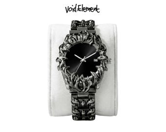 Black Soldered Alabaster Style Opium Gothic Chrome Watch Y2K Quartz Silver Stainless Steel Melt Watch