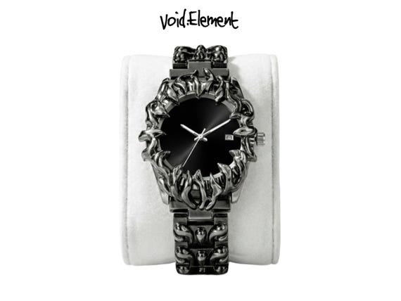 Black Soldered Alabaster Style Opium Gothic Chrome Watch Y2K Quartz Silver Stainless Steel Melt Watch