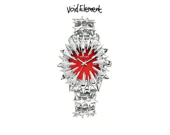 Red Spike Soldered Style Opium Gothic Chrome Watch Y2K Quartz Silver Stainless Steel Melt Watch