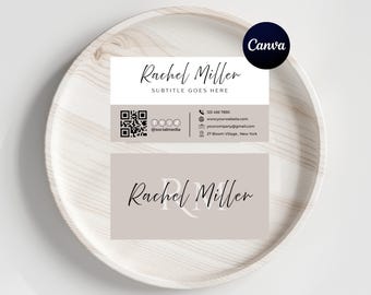 Edytowalny szablon wizytówki | Kod QR | Dwustronna wizytówka Canva