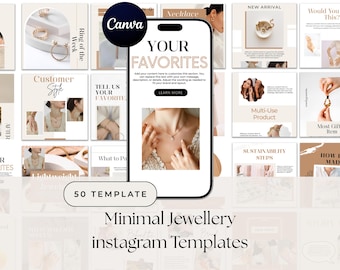 Luxusschmuck Social-Media-Vorlagen bearbeitbare Canva Posts & Stories für Schmuckmarken