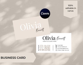 Edytowalna wizytówka | Kod QR | Dwustronny szablon Canva