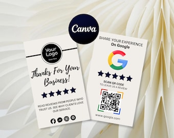 Google Review Card Template – Editable QR Code Request Card | Canva Business Feedback Sign