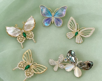 Sparkling Crystal Butterfly Brooch - Delicate Fairycore Pin - Nature Inspired Gift
