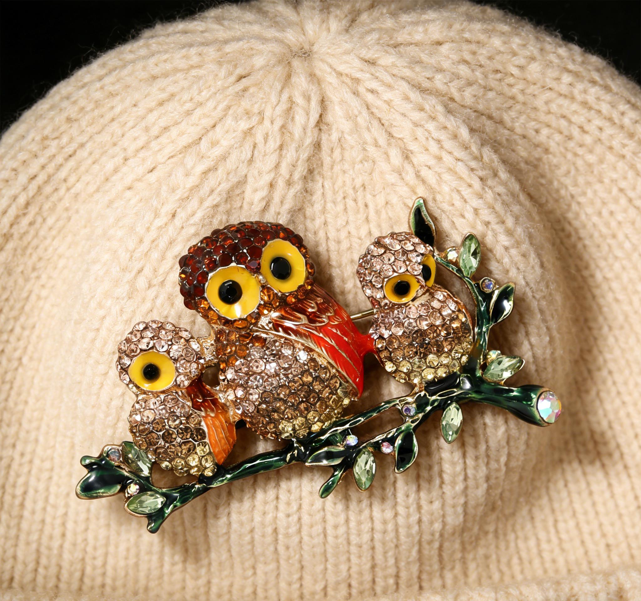 フクロウファミリーブローチ - Etsy 日本