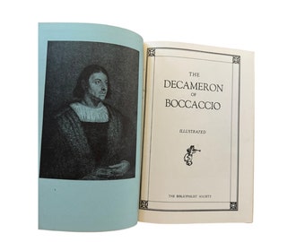 Antico Il Decameron di Boccaccio, libro illustrato con copertina rigida