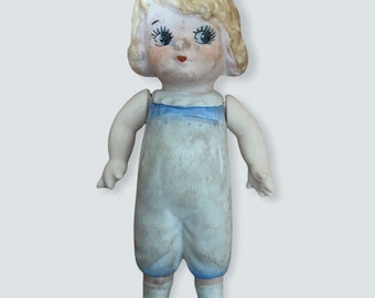 Antique hand painted bisque doll