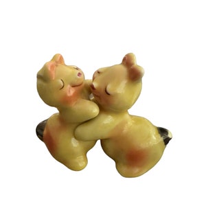 Vintage hugging bunnies salt and pepper shakers