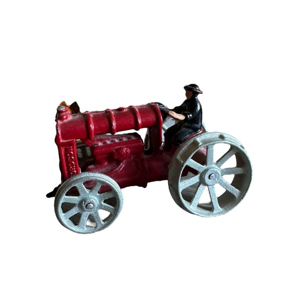 Vintage Cast Iron Tractor Toy - Antique Tractor Cast Iron Toy - Vintage Farmer on Tractor Cast Iron Toy
