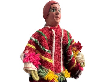 Vintage Peruvian Man Folk Art Doll Bolivia South America Traditional handmade