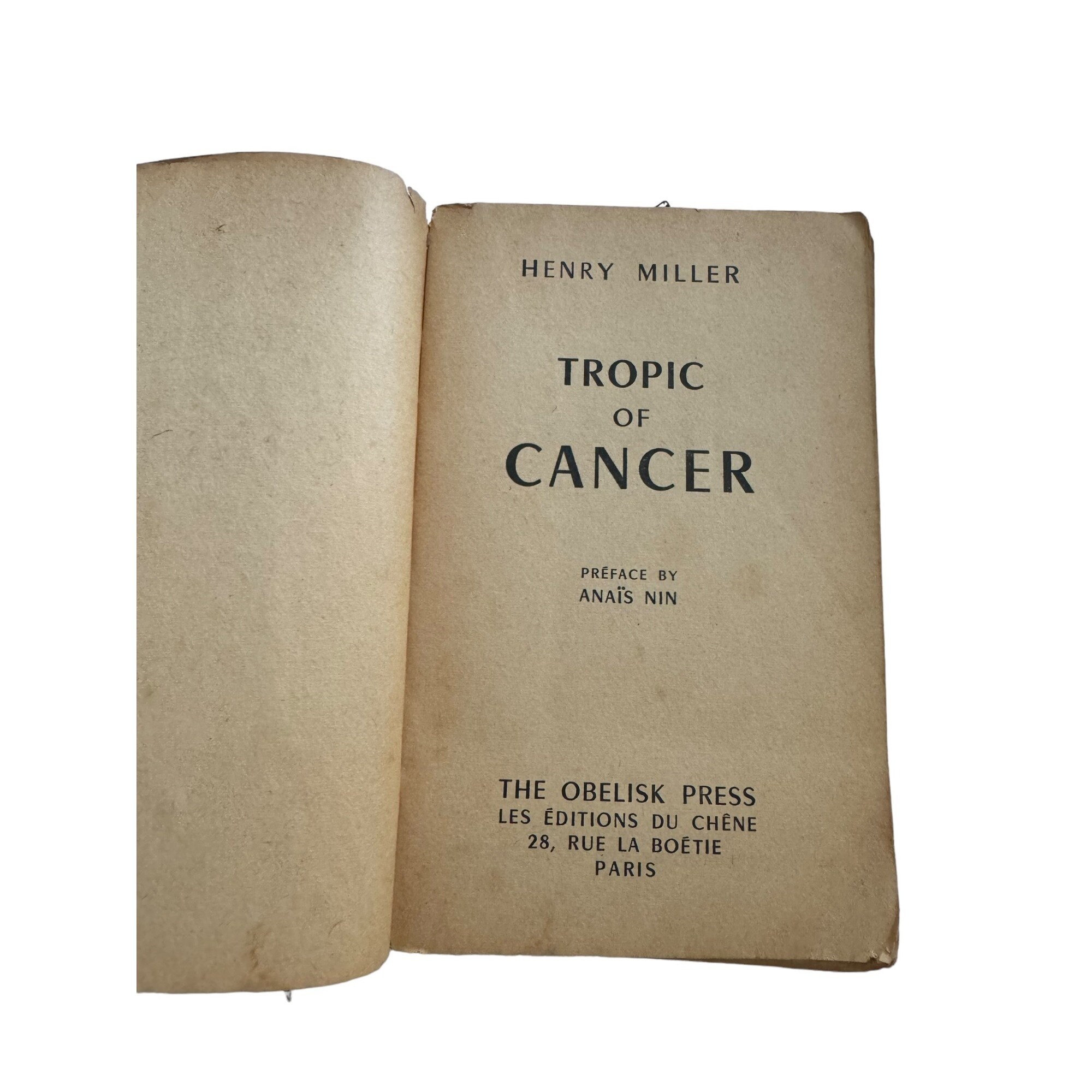 Rare Tropic of Cancer by Henry Miller Softcover Book, Printed in