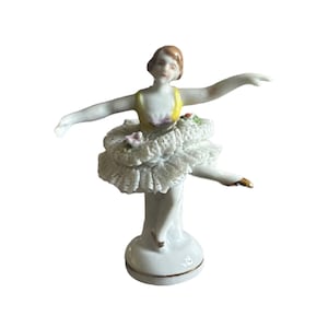 Vintage Dresden Lace Porcelain Figurine Ballerina