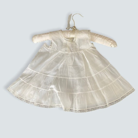 Antique baby dress with handmade lace details - image 1