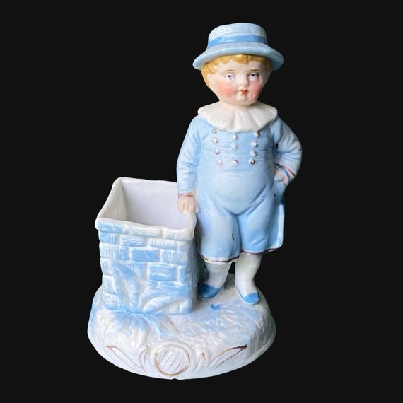 Antique Boy Figurine Match Holder Etsy