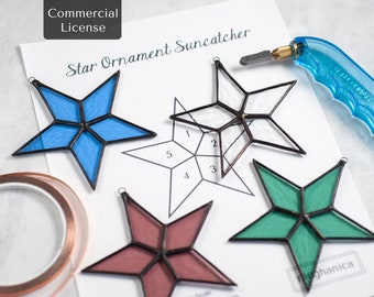 Instant Download Stained Glass Pattern- Star Ornament Suncatcher- Commercial License