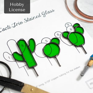 Instant Download Stained Glass Cactus Pattern- Hobby License