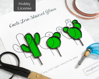 Instant Download Stained Glass Cactus Pattern- Hobby License
