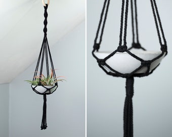 Handmade Black Macrame Plant Hanger