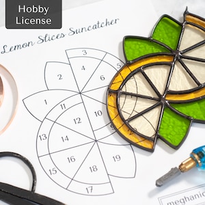 Instant Download Stained Glass Pattern Lemon Slices Suncatcher Hobby License image 1