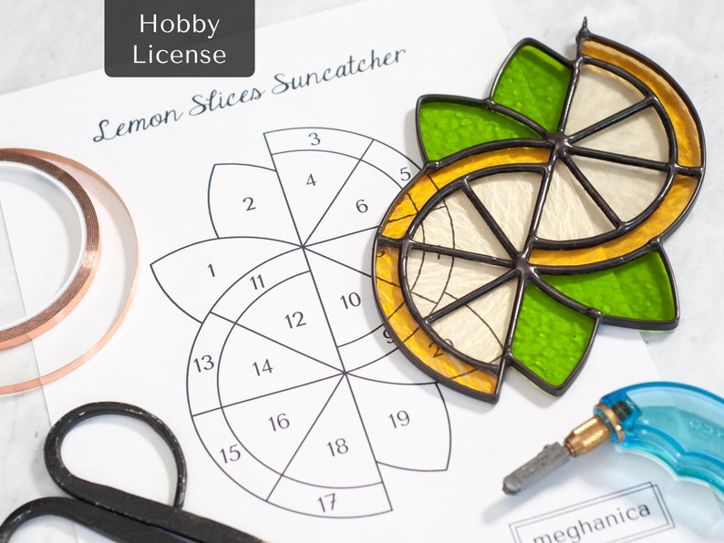 Instant Download Stained Glass Pattern Lemon Slices Suncatcher Hobby License image 1