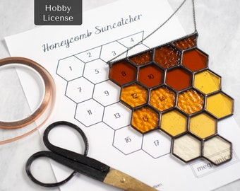 Instant Download Stained Glass Pattern- Honeycomb Suncatcher- Hobby License