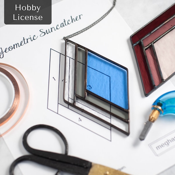 Descarga instantánea de un patrón de vidriera: atrapasoles geométrico - Licencia para aficionados