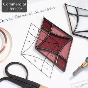 Instant Download Stained Glass Pattern- Curved Diamond Suncatcher- Commercial License