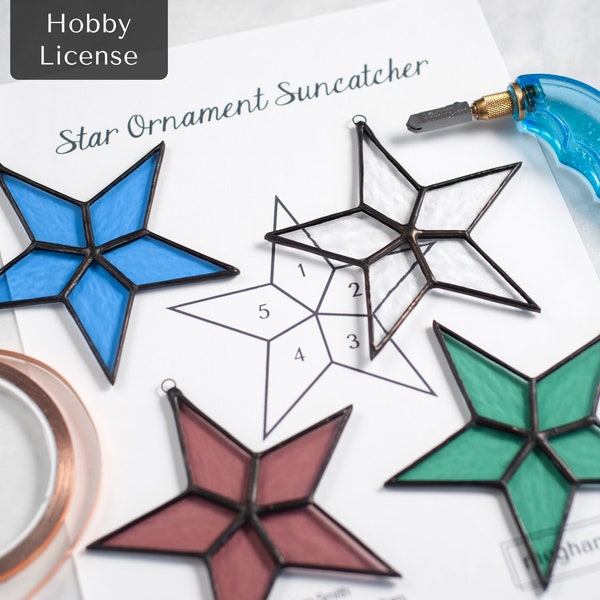 Instant Download Stained Glass Pattern- Star Ornament Suncatcher- Hobby License