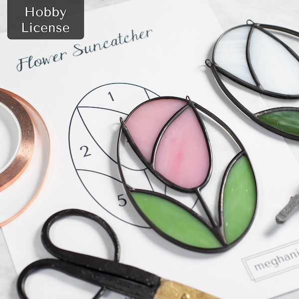 Patrón de vitral de descarga instantánea - Atrapasol de flores - Licencia de aficionado