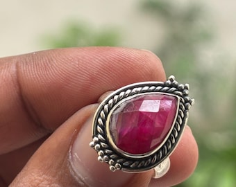 Handmade Ruby Ring in 925 Sterling Silver | Ruby Gemstone Ring | Gift for Her