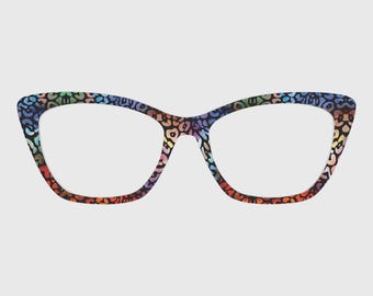 De gekleurde opengewerkte magnetische glazen-toppers met opengewerkte ramen – compatibel met brilmonturen