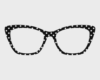The White Polka Dot With Black Background Magnetic Glasses Toppers – Compatible with Pair Eyewear Frames