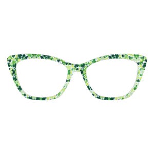 Puede incluir: Gafas de estilo ojo de gato con montura blanca decorada con tréboles verdes. Las lentes son transparentes. El diseño es festivo y llamativo. Perfectas para el Día de San Patricio o cualquier ocasión.