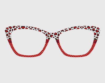The Red Leopard-Print Polka Dot Rose Magnetic Glasses Toppers – Compatible with Pair Eyewear Frames