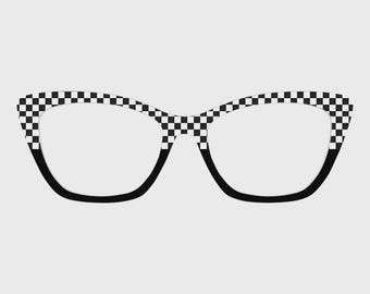 De zwart-witte rastersplitsing #4696 magnetische briltoppers – compatibel met brilmonturen