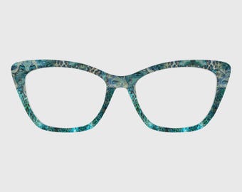 The Teal & Blue Illusion Face Leopard Magnetic Glasses Toppers – Compatible with Pair Eyewear Frames