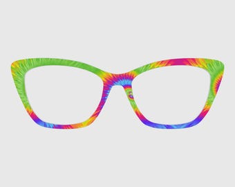The Abstract Rainbow Tie-Dye Magnetic Glasses Toppers – Compatible with Pair Eyewear Frames