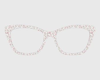 De roze kleine bloemenfragmenten magnetische briltoppers - compatibel met brilmonturen