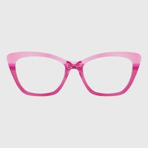 Magnétiseur pour lunettes avec fond rose romantique et joli nœud papillon – Compatible avec les montures de lunettes de paire
