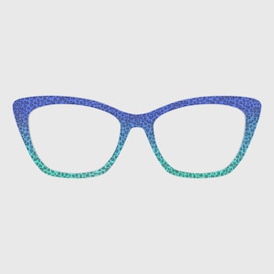 Ponteiras magnéticas para óculos com estampa de leopardo em degradê azul e verde – Compatíveis com armações de óculos.