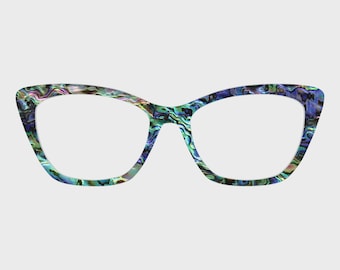 Adornos magnéticos para gafas de concha de abulón natural: compatibles con monturas de gafas de dos piezas