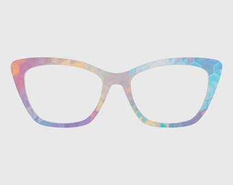 Adornos magnéticos hexagonales 3D abstractos en tonos pastel para gafas – Compatibles con monturas de gafas.