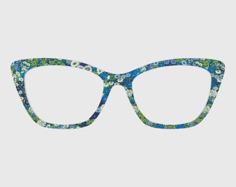 Adornos magnéticos para gafas con diseño de campo de flores azul verdoso – Compatibles con monturas de gafas.