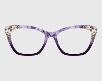 The Violet Marble Flowers magnetische briltoppers – compatibel met brilmonturen