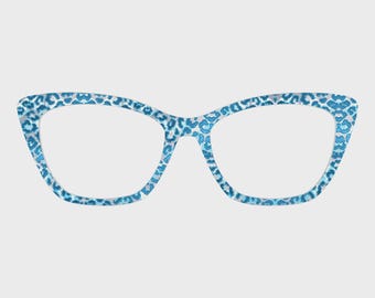 The Ice Blue Leopard Print Magnetic Glasses Toppers – Compatible with Pair Eyewear Frames