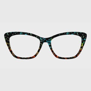 Adornos magnéticos para gafas Neon Equation Midnight Script – Compatibles con monturas de gafas.