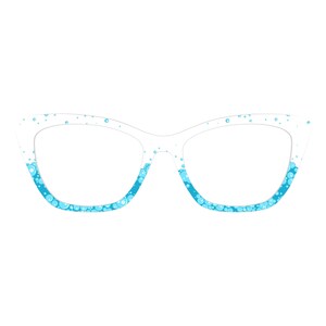 Adornos magnéticos para gafas con borde de espuma de baño azul – Compatibles con monturas de gafas Pair