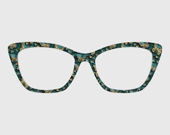 Adornos magnéticos para gafas con forma de mariposa azul pavo real metalizado – Compatibles con monturas de gafas Pair